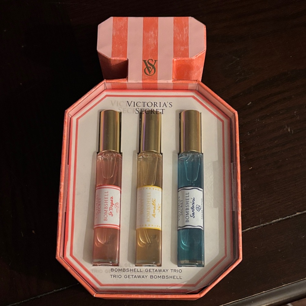 Victoria's Secret Bombshell Trio in Pink, Gold, and Blue